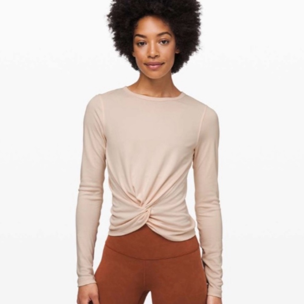 Lululemon Athletica White Twist Front Long Sleeve Top